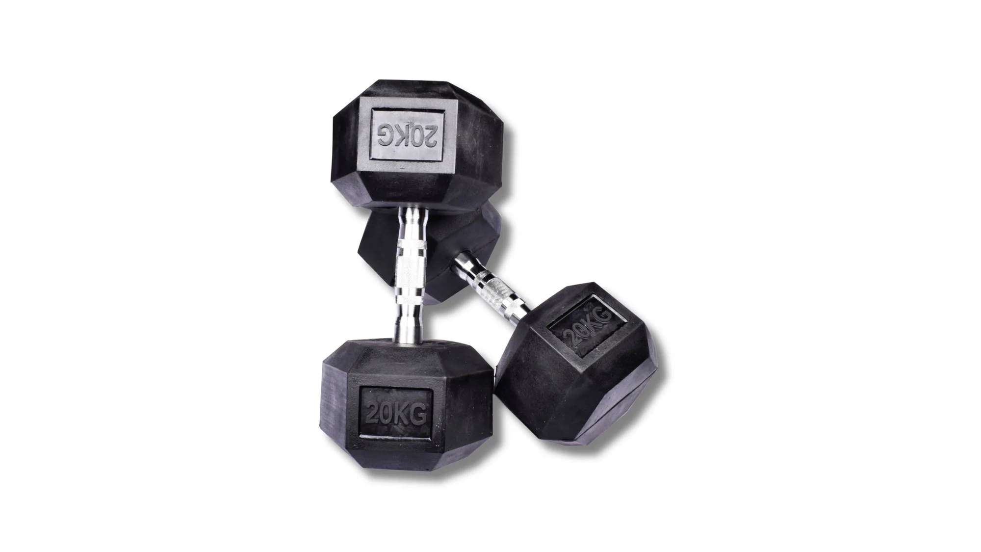 Exersci Hex Dumbbells Rubber Encased 20kg (Pair) product photo on a white background