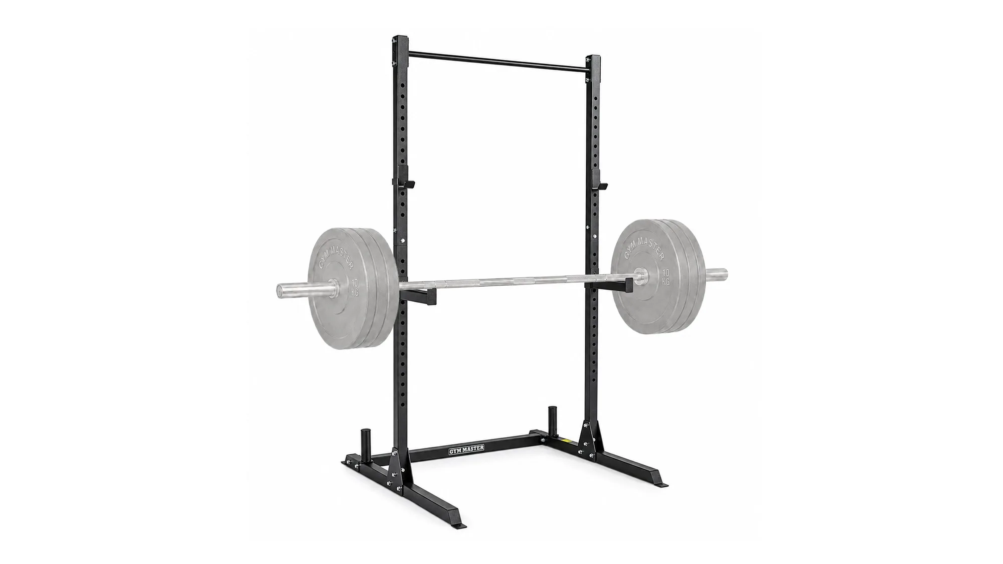 GYM MASTER Adjustable Power Rack Squat Cage with Spotters & Pull-Up Bar product photo on a white background